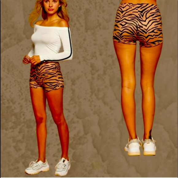 Tiger Print Booty Track Shorts - Picture 2 of 6